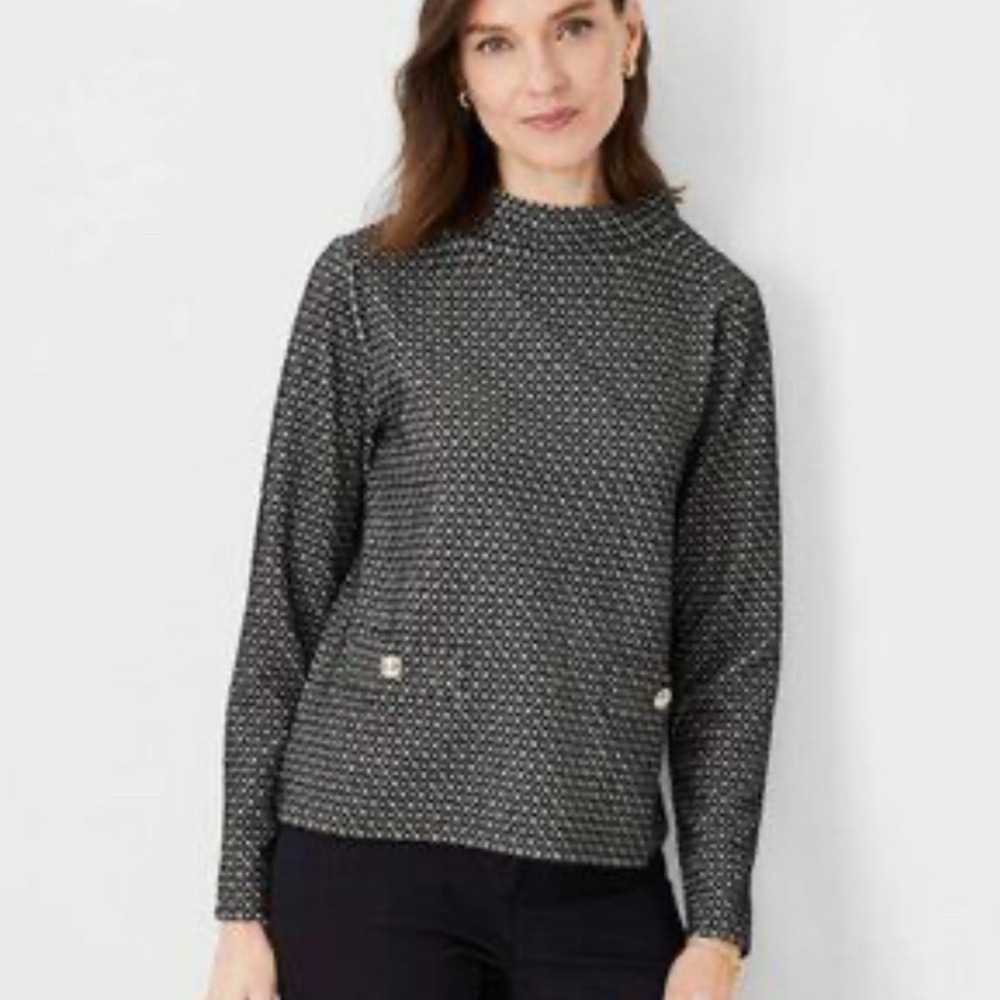 Ann Taylor Metallic Geo Jacquard Top